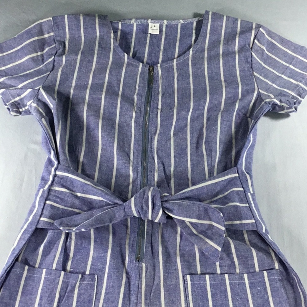 Coastal chic Size M Jumpsuit blue and white Striped Cottagecore Cropped - Picture 2 of 12